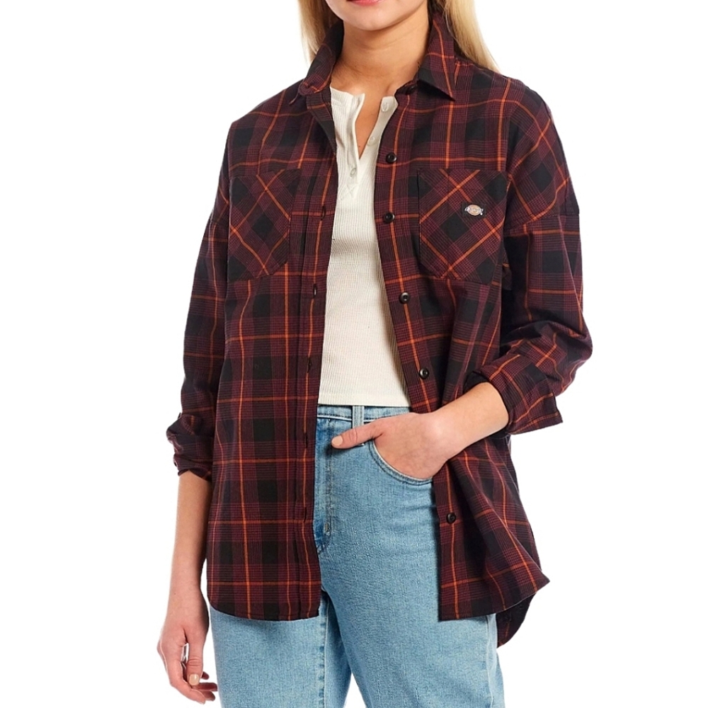 Dickies Plaid Button Down Long Sleeve NWT Size Large